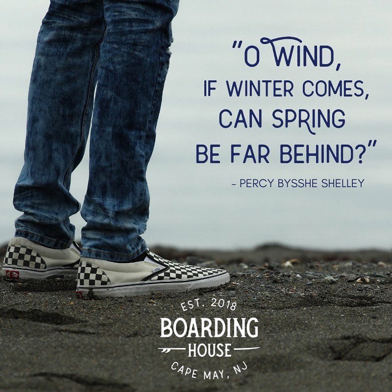 Got a case of the winter blues? ️ No worries - where winter treads, spring follows.
.
The Boarding House opens May 17. Don't miss your chance to be one of the first to stay at Cape May's newest hotel! Make your reservation on our website today. Link in bio!
.
.
.
.
.