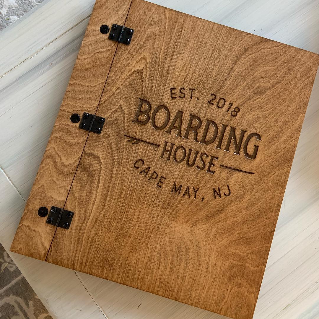 Our guest directory binders have arrived!
.
We opted for this custom wood design to complement the color scheme and natural elements of our rooms.
.
We can’t wait to fill these with all the info you need to have an awesome and relaxing stay at the Boarding House!
.
.
.
.