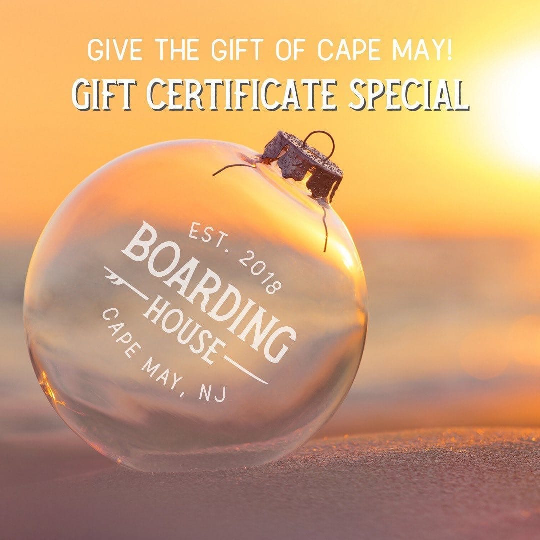 Give the gift of Cape May this holiday with a Boarding House gift certificate!
.
EVEN BETTER: When you purchase $150 in Boarding House gift certificates, you will receive a $15 bonus gift card for Harry’s Ocean Bar & Grille. ? For every additional $50 in hotel gift certificates, we’ll add $5 to your Harry’s gift card.
.
This offer is only available for a *limited time.*
.
Order on our website today! Link in bio.
.
.
.
.
.
.
.
.
.
.
.